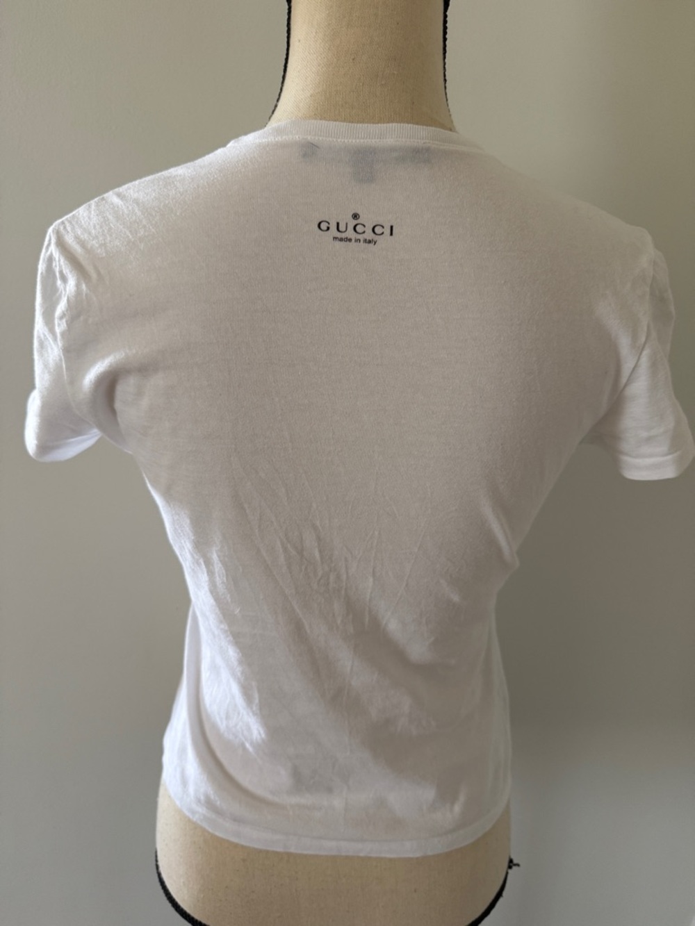 Gucci White V-Neck Short Sleeve Tee - Picture 2 of 3